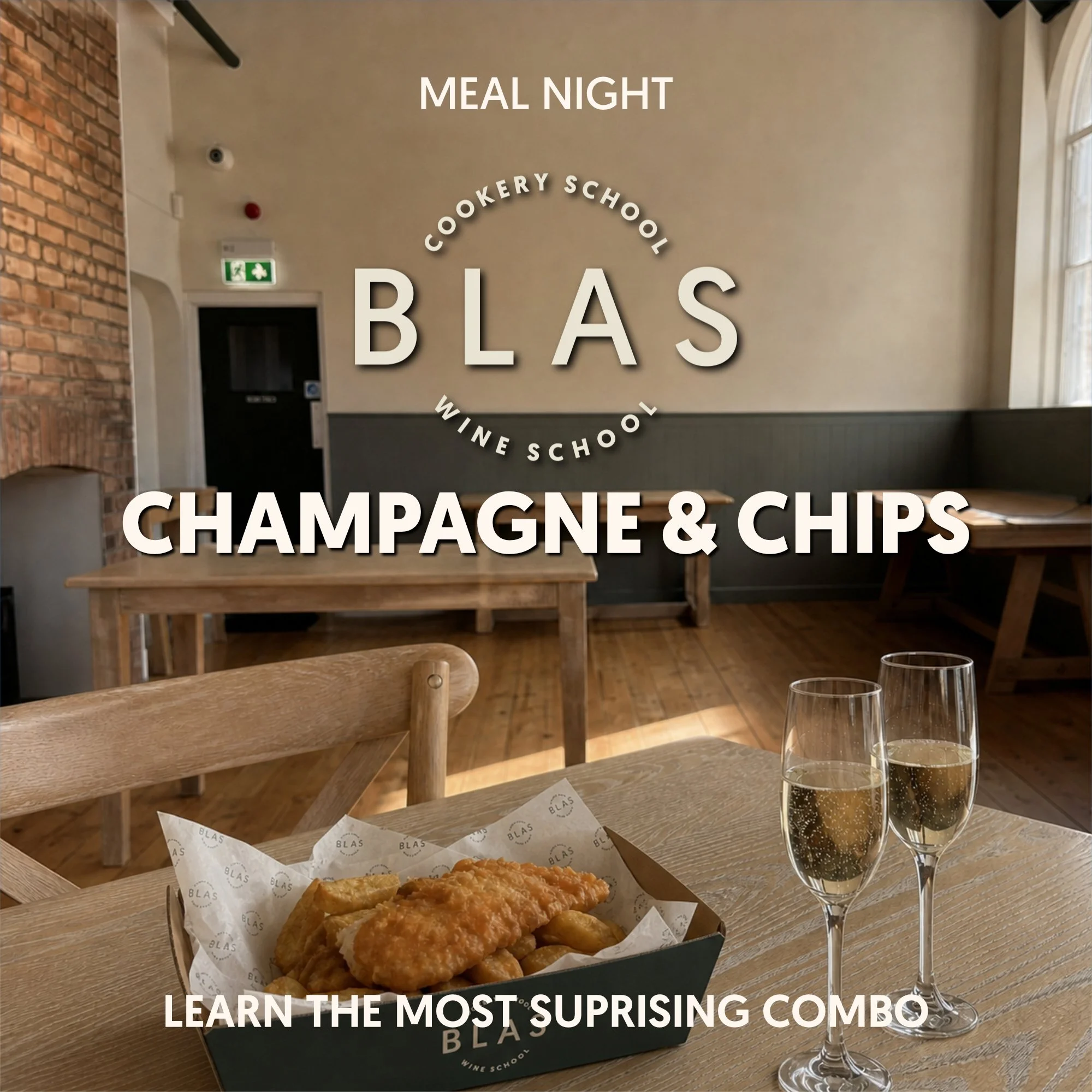 Champagne & Chips Night — MEAL | £49.50 | 2.5 hrs | SEPTEMBER 11 Friday
