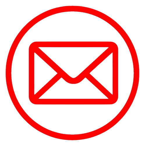 Red email icon inside a red circle.