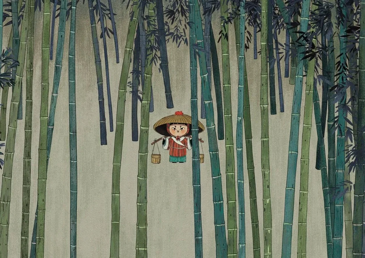 Japanese Bamboo Forest Art Print – Ukiyo-e Inspired Yokai Illustration