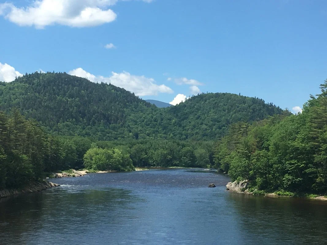 On North Road, stop for the view from the Iron Bridge over the Androscoggin River in Gilead, Maine