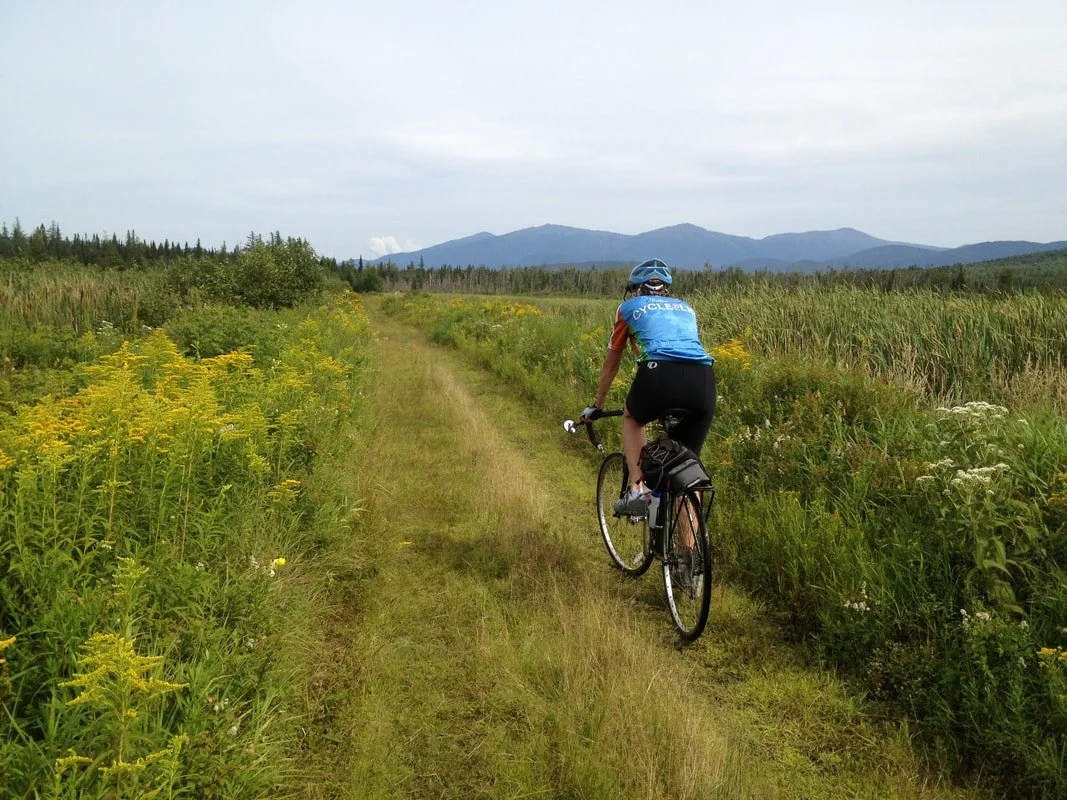 August afternoon, heading toward the Presidentials on the Presidential Rail Trail in the Pondicherry Wildlife Refuge