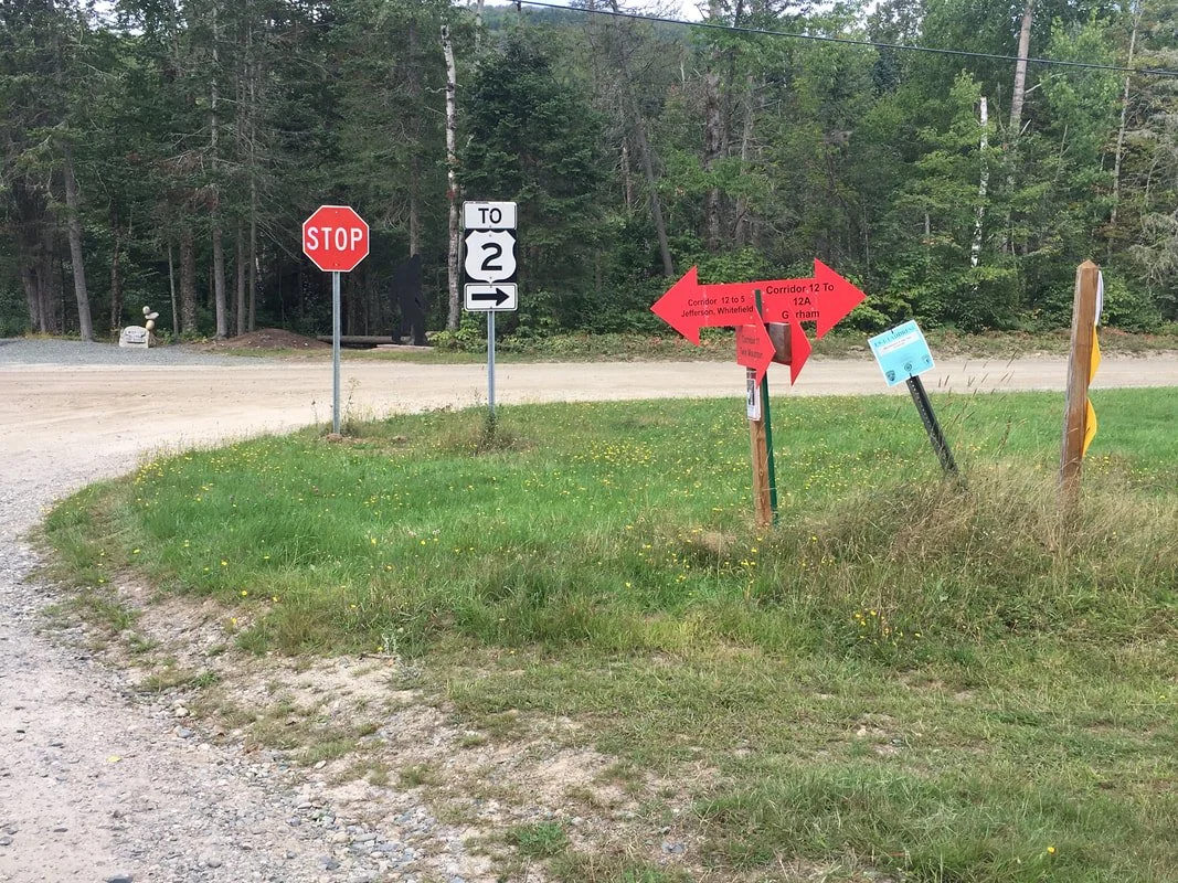 Here is the "busy" intersection of Vally Road, Jefferson Notch Road and the Presidential Rail Trail in Jefferson