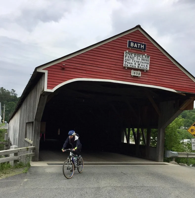 The rule in 1832: "ONE DOLLAR FINE to DRIVE ANY team faster than a WALK on this bridge".