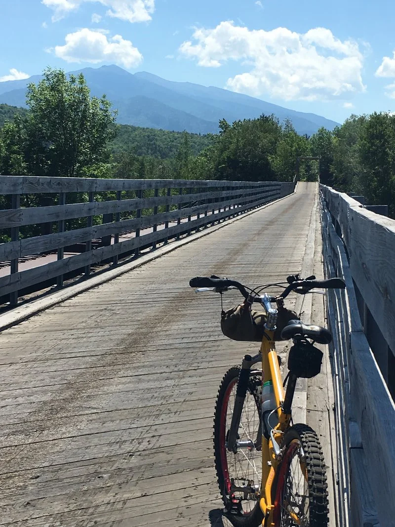 High above Route 16 and the Androscoggin River on the Presidential Rail Trail in Gorham