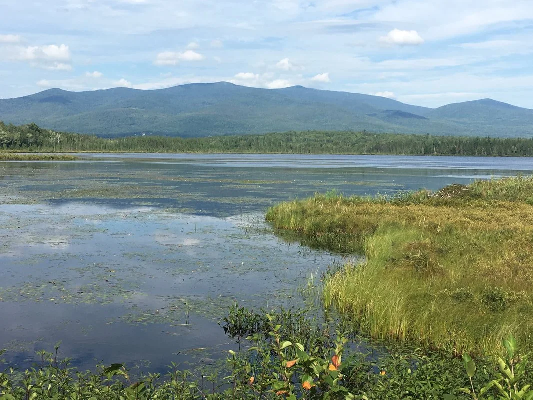 Cherry Pond and views of the Pliny Range from the observation platform in the Pondicherry National Wildlife Refuge