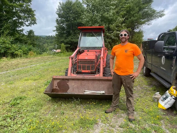That's "Sunglasses Jeff", NH Bureau of Trails Staff. He was in charge of mowing 4.5 miles of the Ammonoosuc Rail Trail in Littleton and Bethlehem, first step in the preparation of the trail for the ledgpack.
