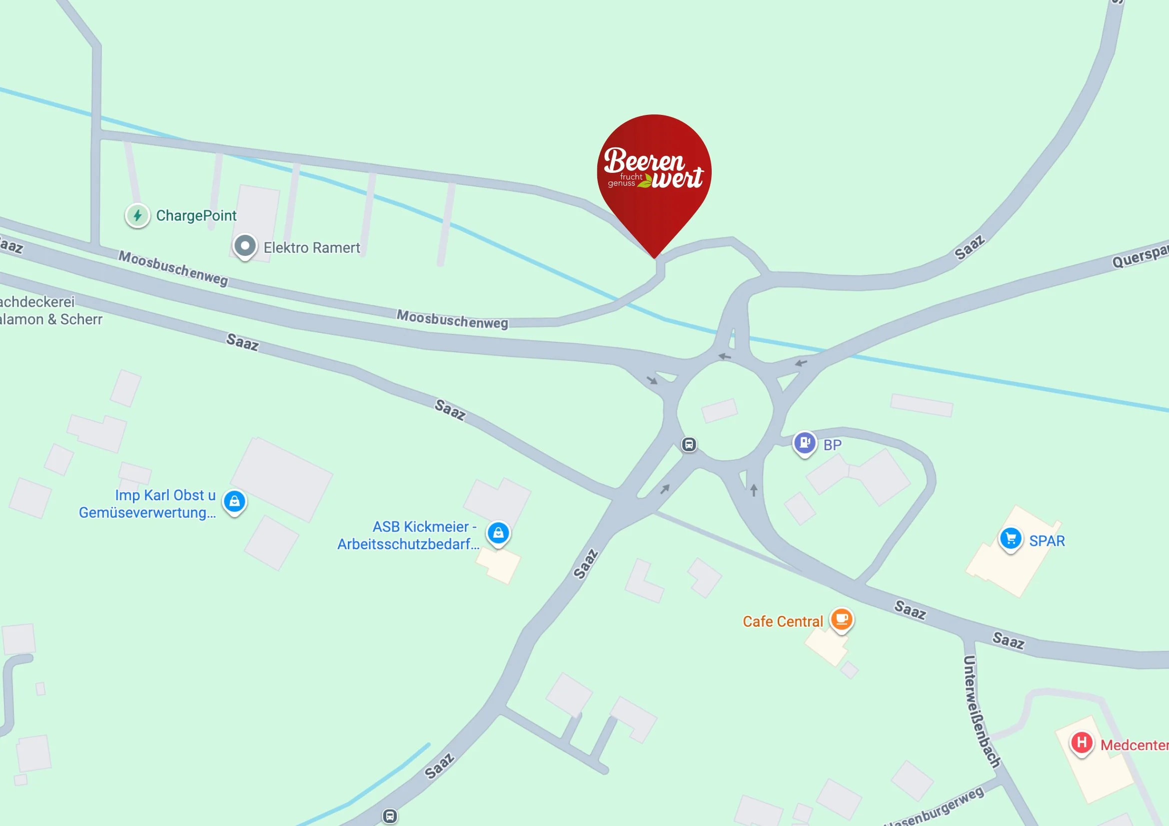 Karte mit dem Beerenwert Erdbeer-Verkaufsstand in Feldbach/Saaz bei den Hallen von Elektro Ramert