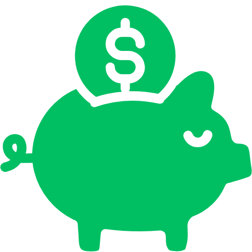 Zaļa krājkase ar dolāra monētu virsū. Simbolizējot godīgu darba izpildi un līdzekļu ieekonomēšanu.