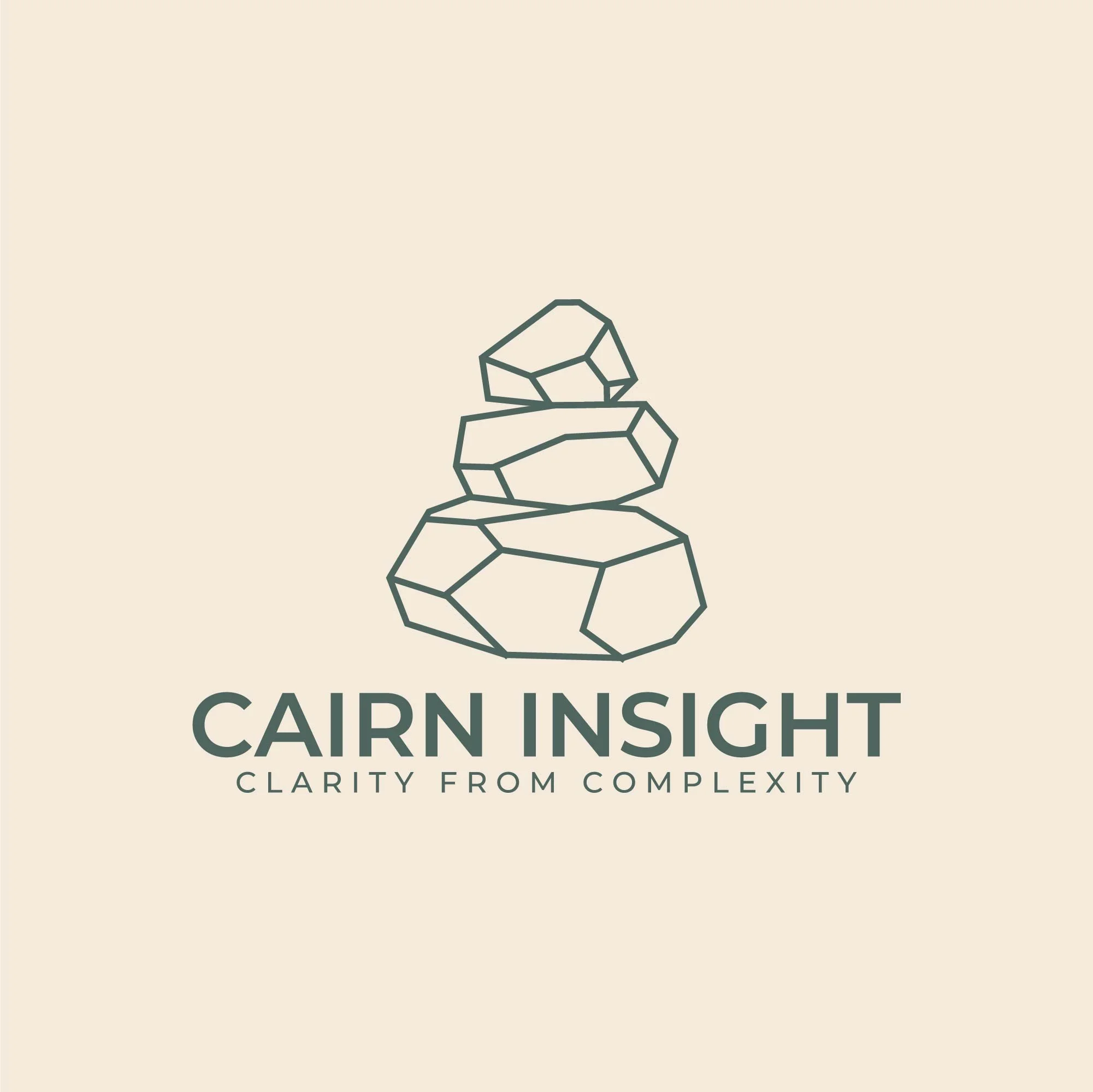 Logo with a geometric illustration of rocks and the text 'Cairn Insight' with the tagline 'Clarity from Complexity'.