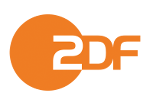 Das Logo der deutschen Fernsehsendung 'ZDF' mit einer orangefarbenen Hintergrundgestaltung.