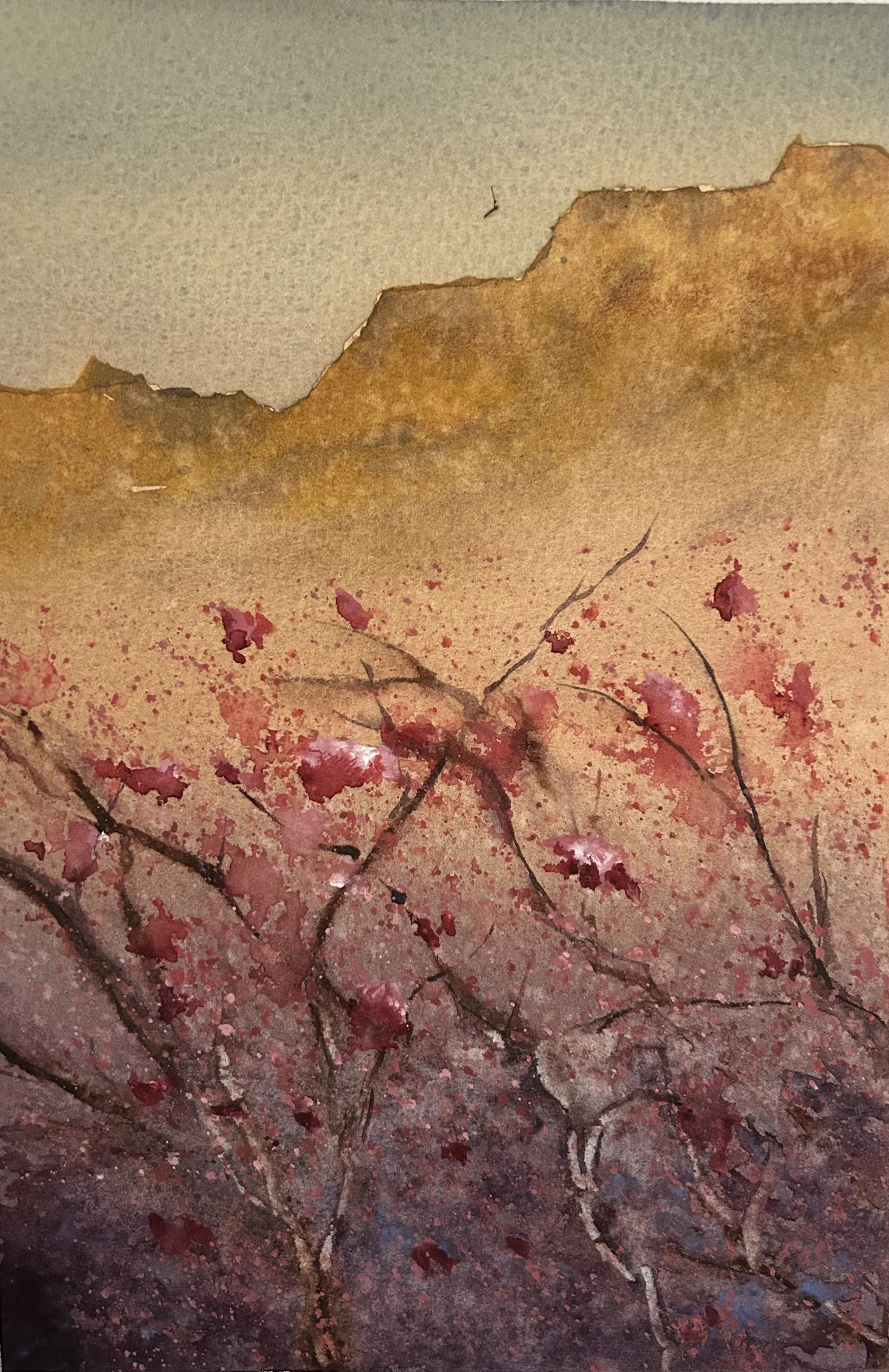 ‘Palisade, CO’. Watercolor and gouache on paper. Approx. 8x10