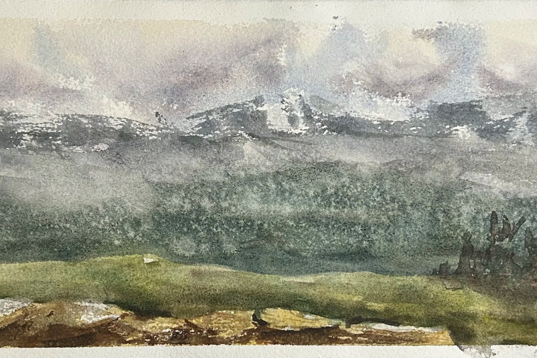 ‘Scenic overlook’.  Watercolor on paper. Approx 6.5x14 inches 2026
