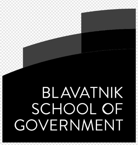 Logo of Blatnik School of Government featuring black, gray, and white abstract shapes and text.