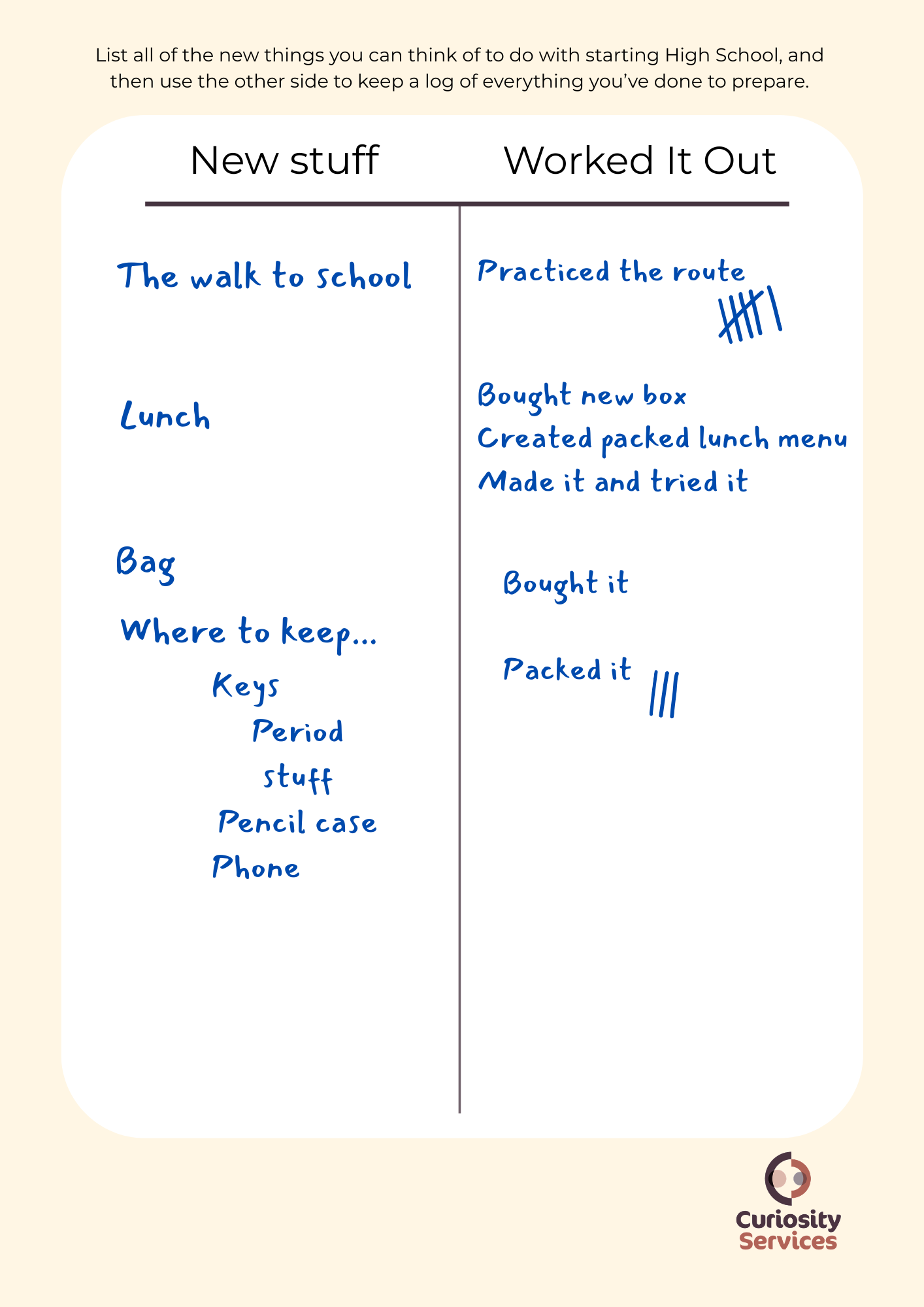 Example worksheet
