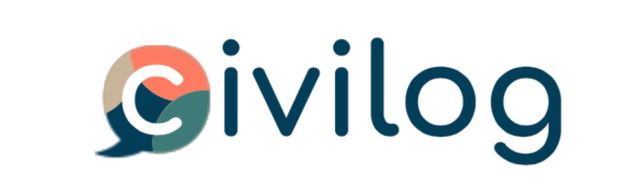 Das Bild zeigt das Logo der Website Civvilog, bestehend aus einem stilisierten Sprechblasensymbol in verschiedenen Farben neben dem Schriftzug 'civvilog'.