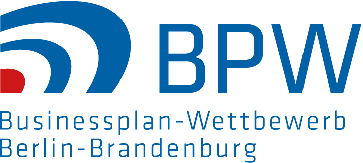 Logo des Businessplan-Wettbewerbs Berlin-Brandenburg mit blauen und roten Elementen.