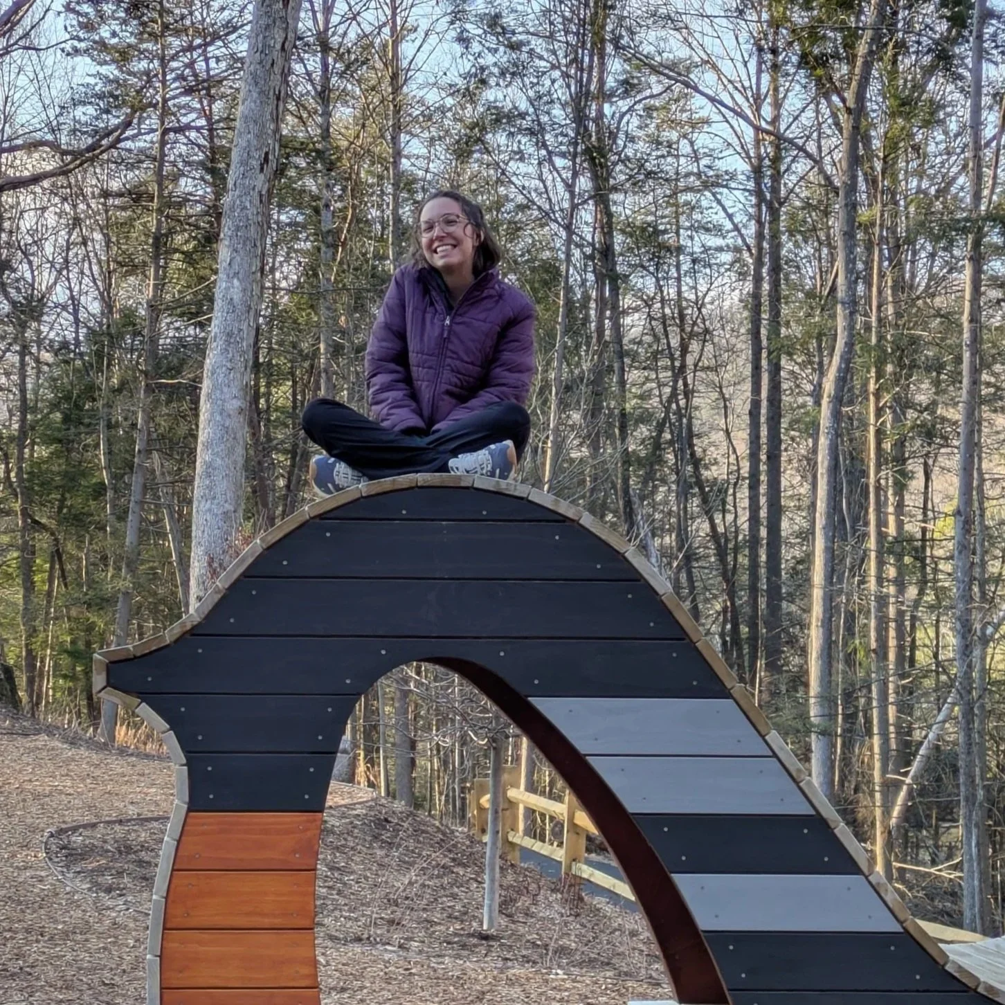 ab-sits-atop-a-feature-on-a-playground-with-woods-in-the-background