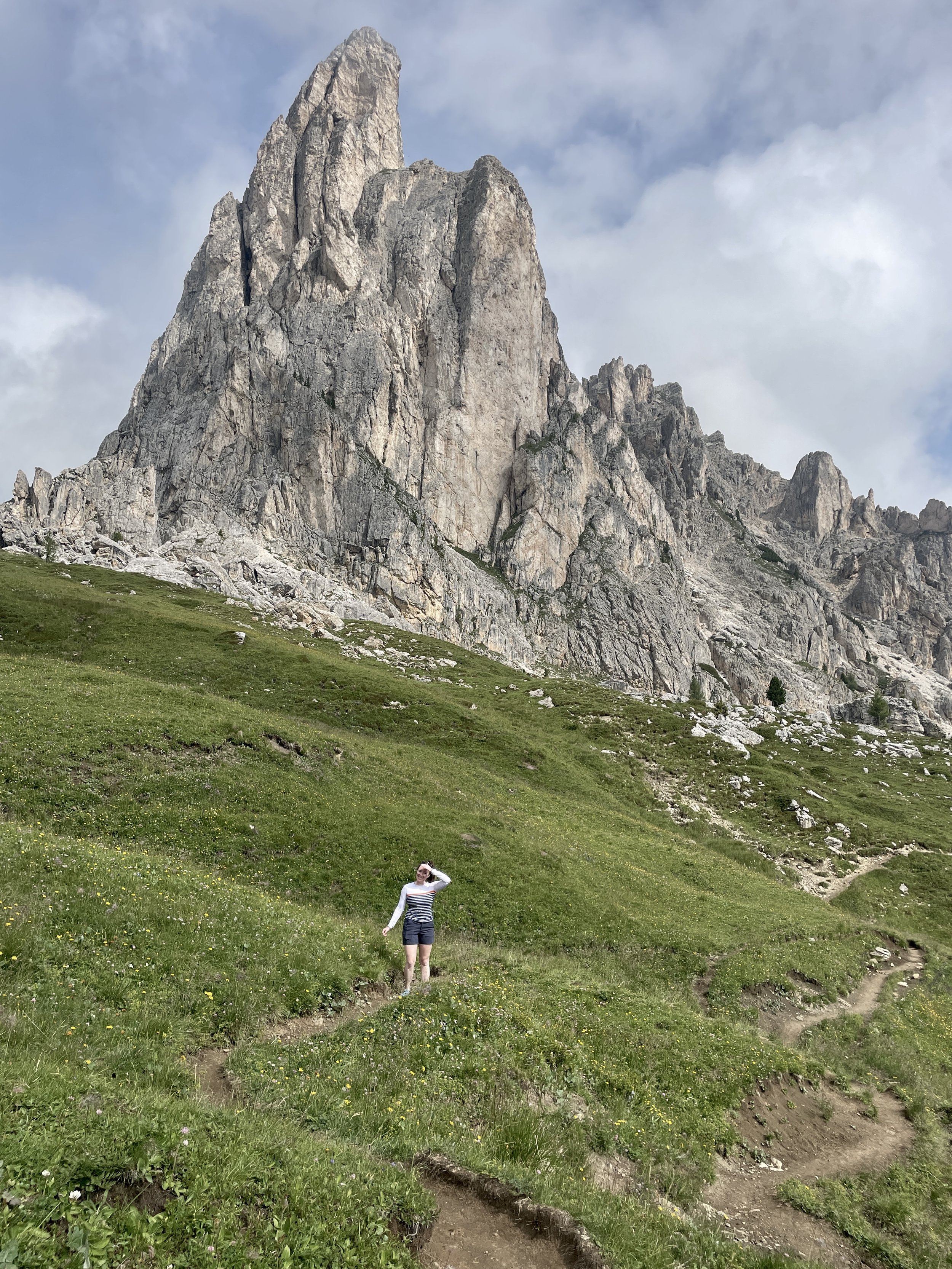 Hiking around Monte Nuvolau in the Dolomites.