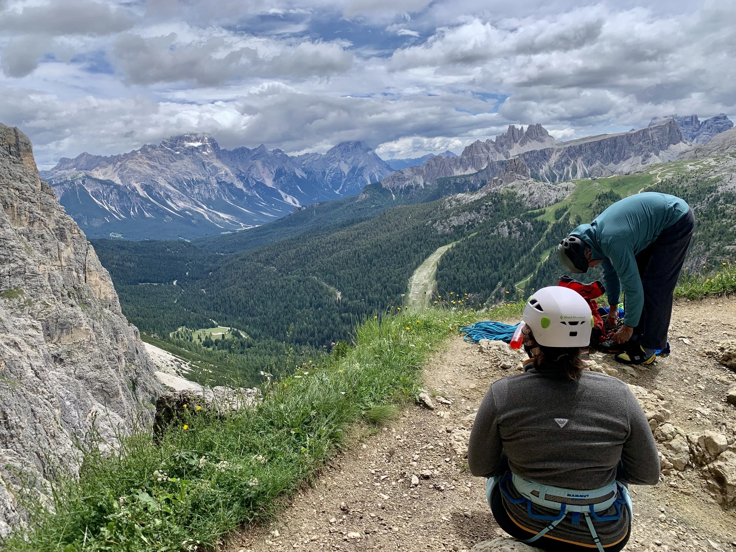 Hanging out after our climb up Torre Falzarego to take in the stunning views over the Dolomites.