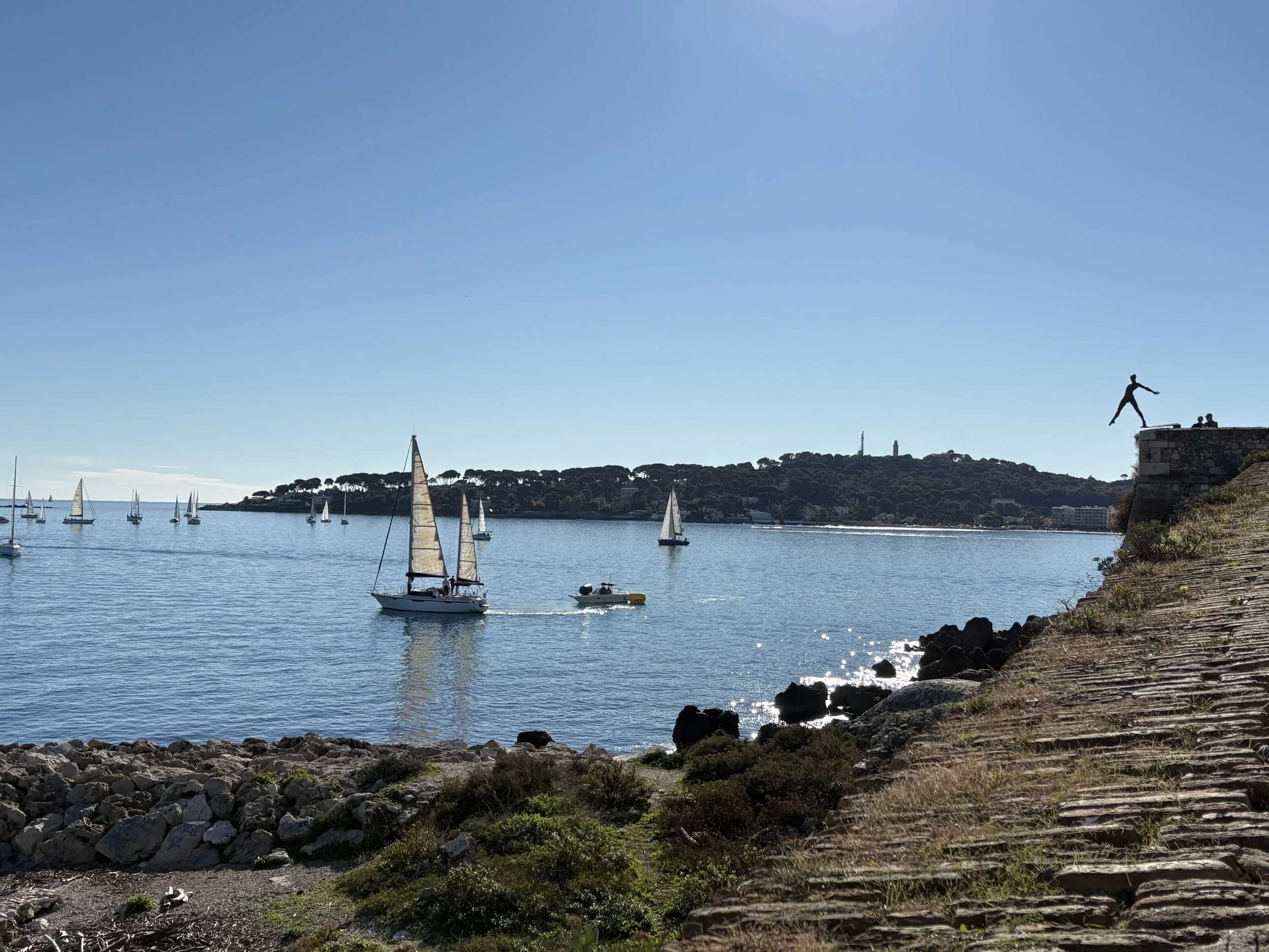Sailboats in a cove at Antibes