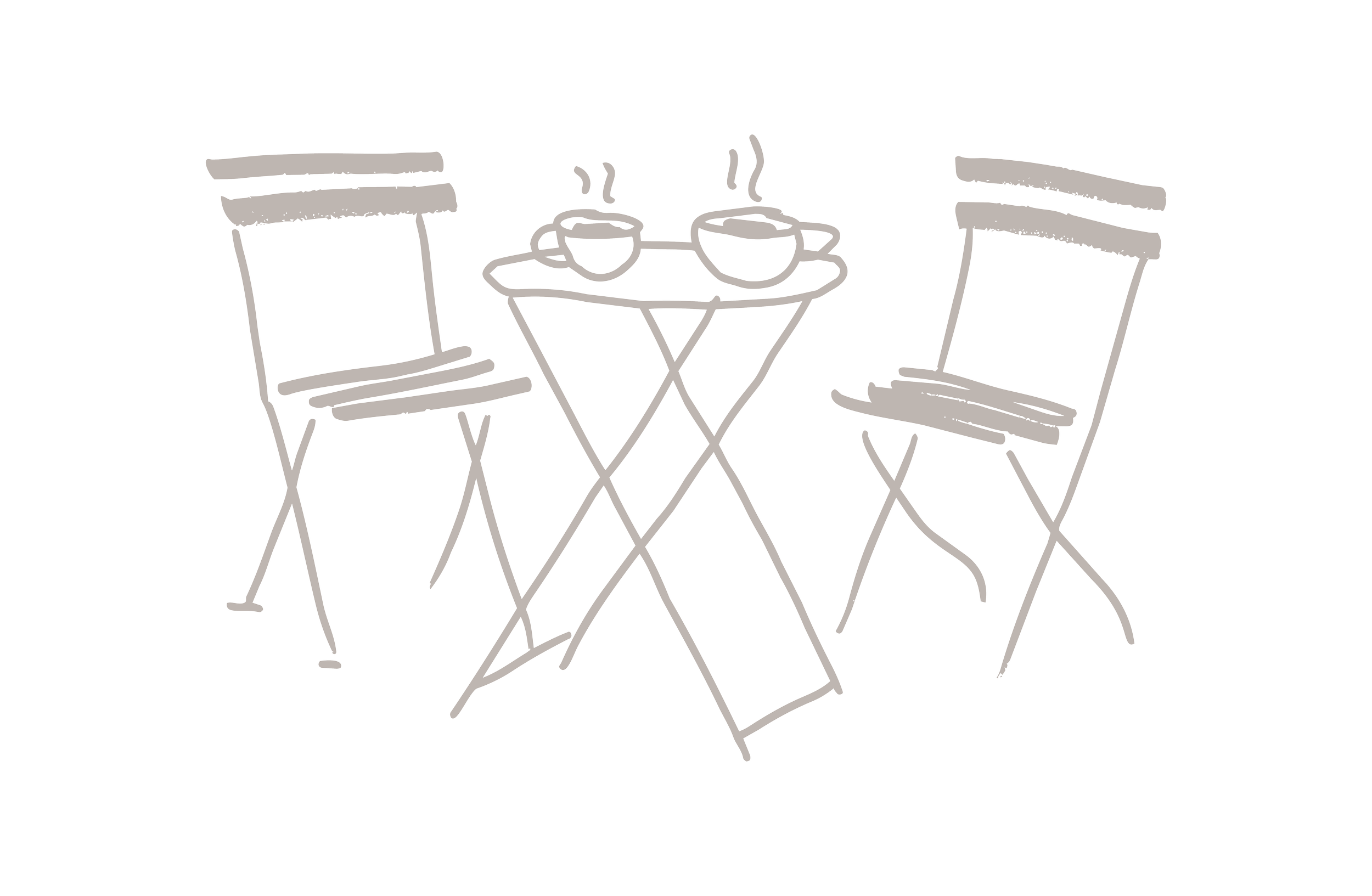 Drawing of the outside sitting area, for guests of Nostra and Monella