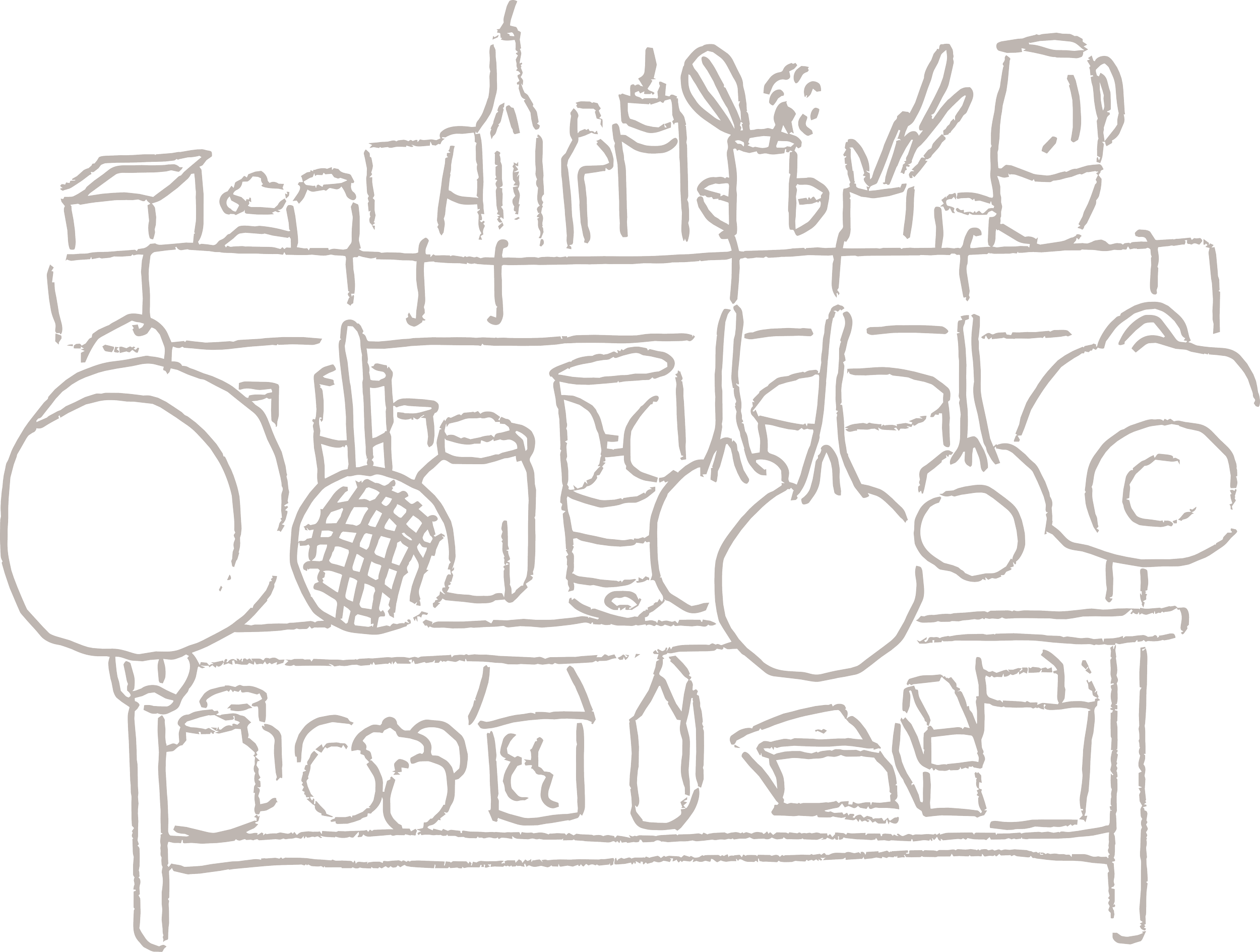 An illustration of a kitchen in the midst of creating delicious hand baked goods in East London