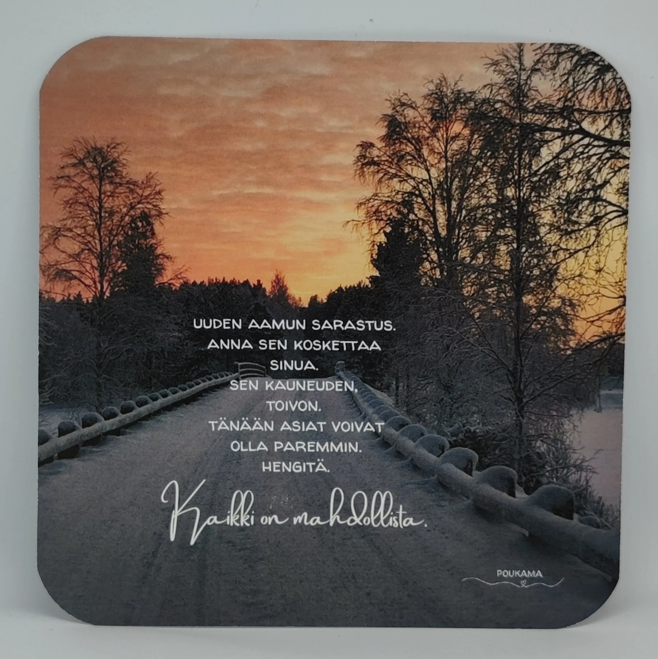 Uuden aamun sarastus - runokortti 14x14cm