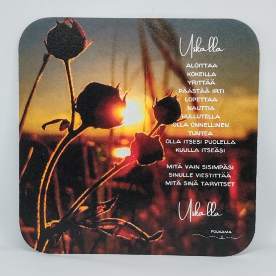 Uskalla - runokortti 14x14cm