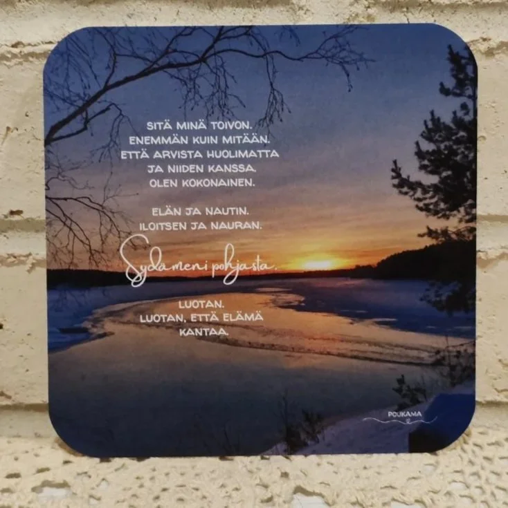 Sydämeni pohjasta - runokortti 14x14cm