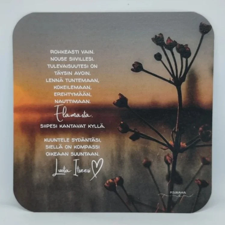 Rohkeasti vain - runokortti 14x14cm