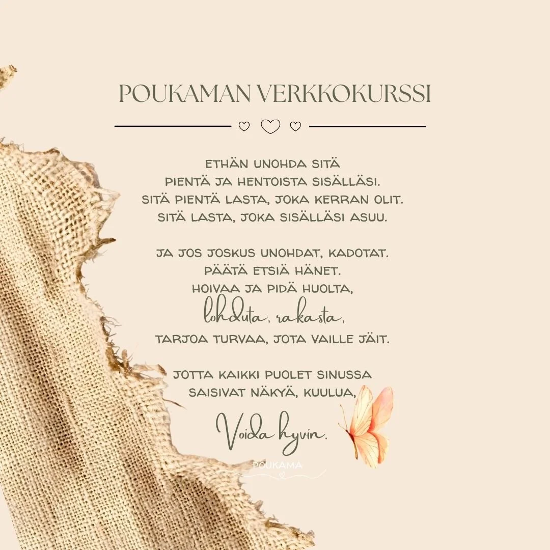 Poukaman verkkokurssi Paluu sisimpäsi äärelle.