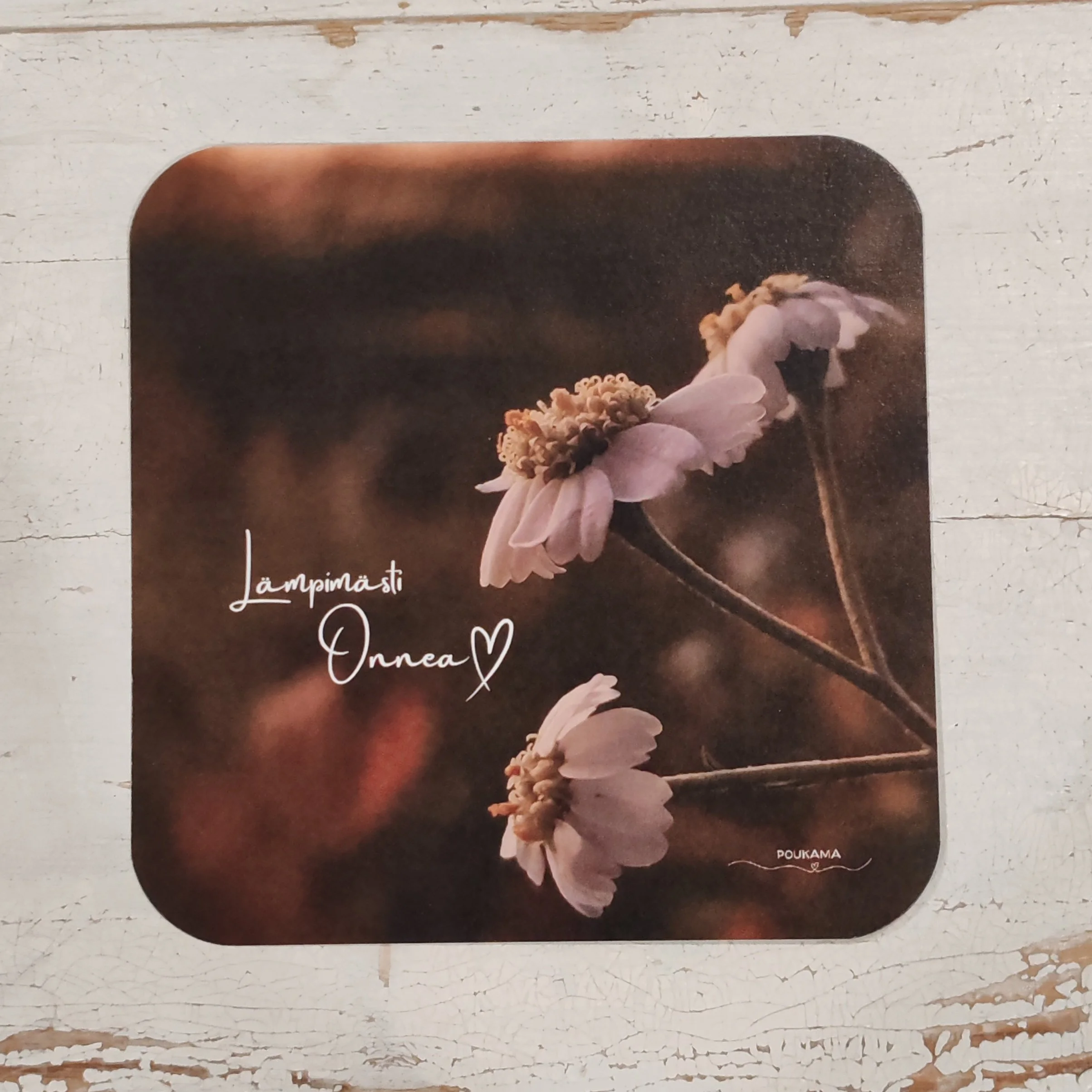 Lämpimästi onnea - runokortti 14x14cm