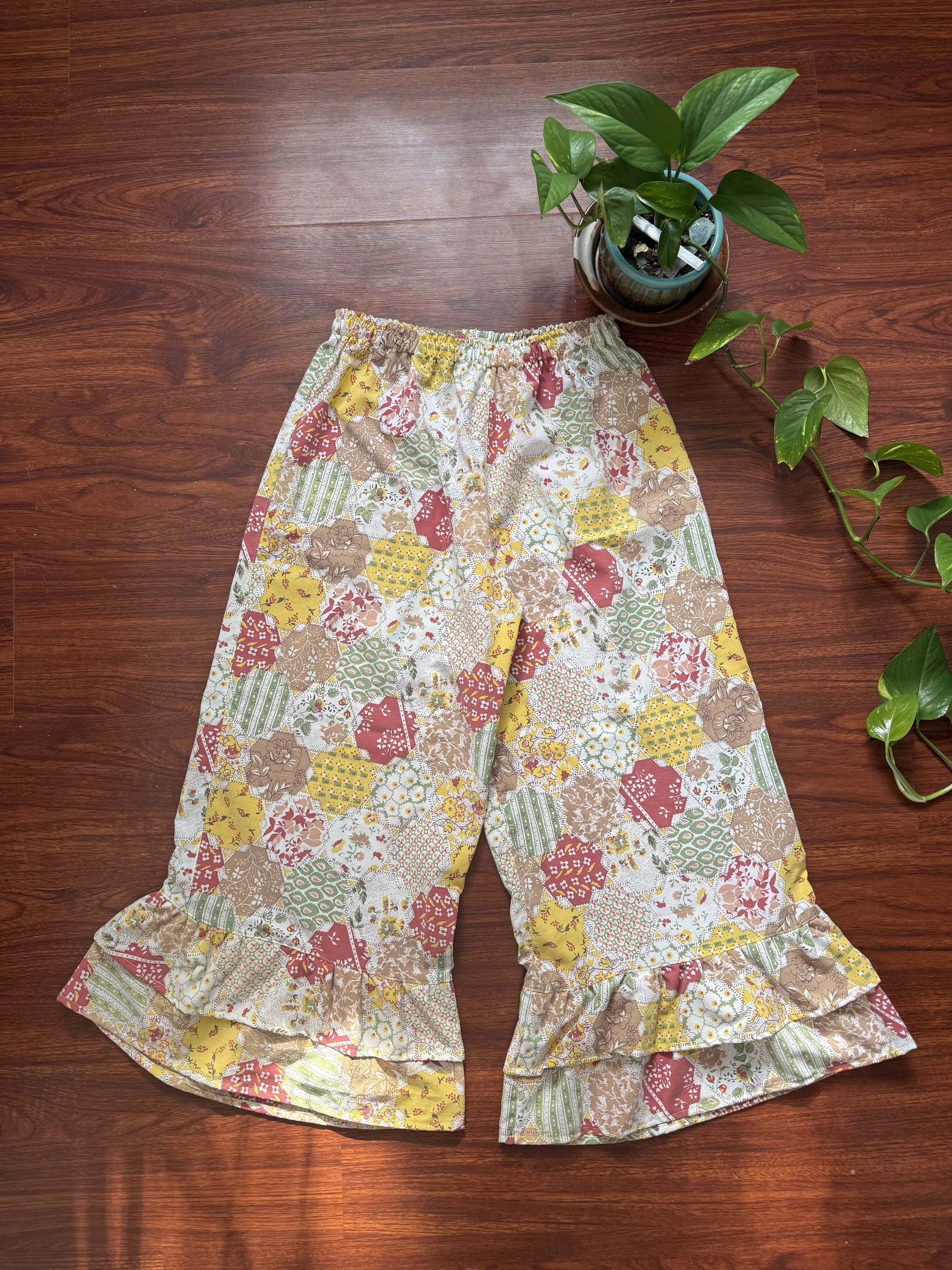 wide leg pants with double ruffle