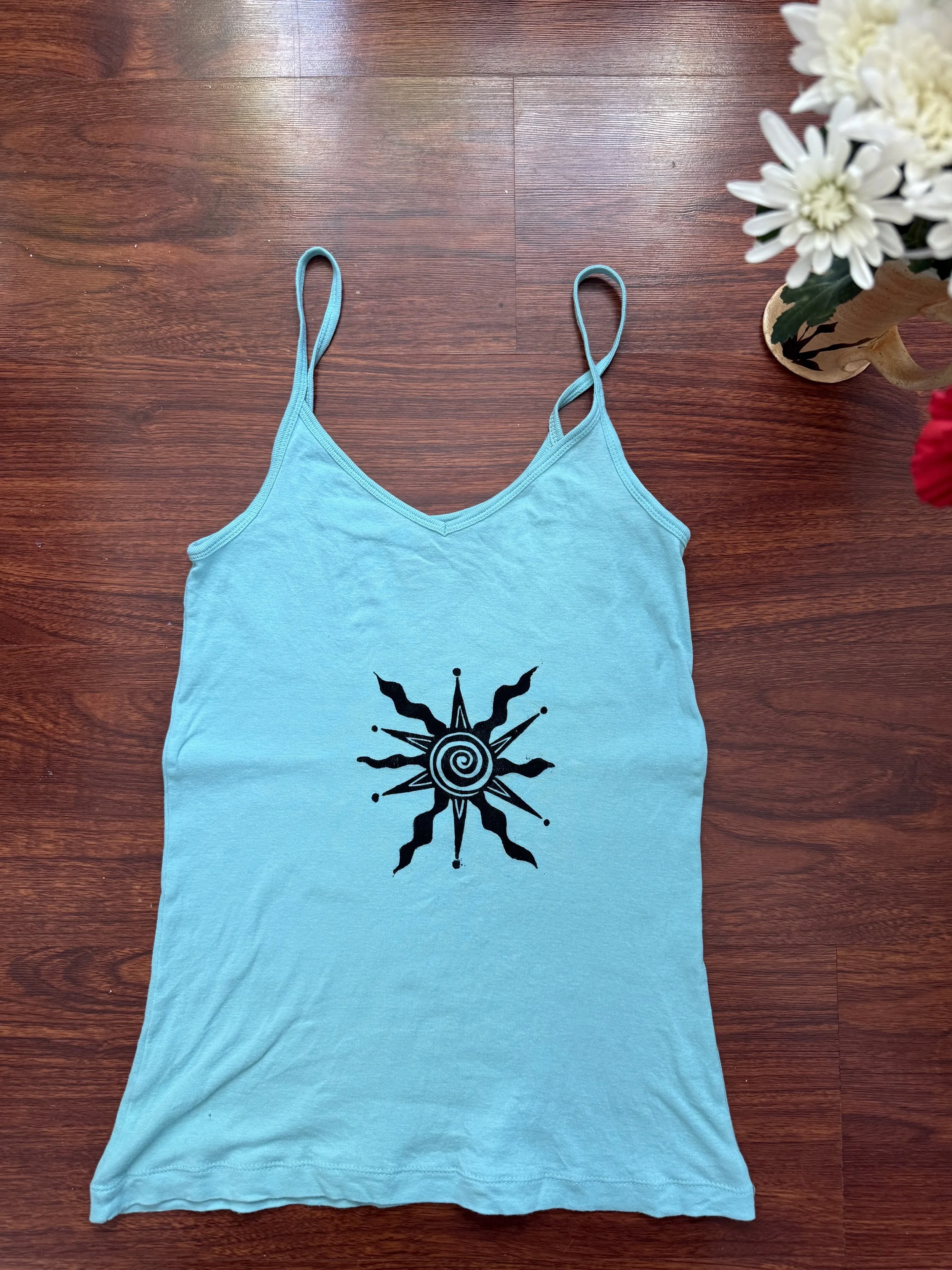 boho sun print tank top