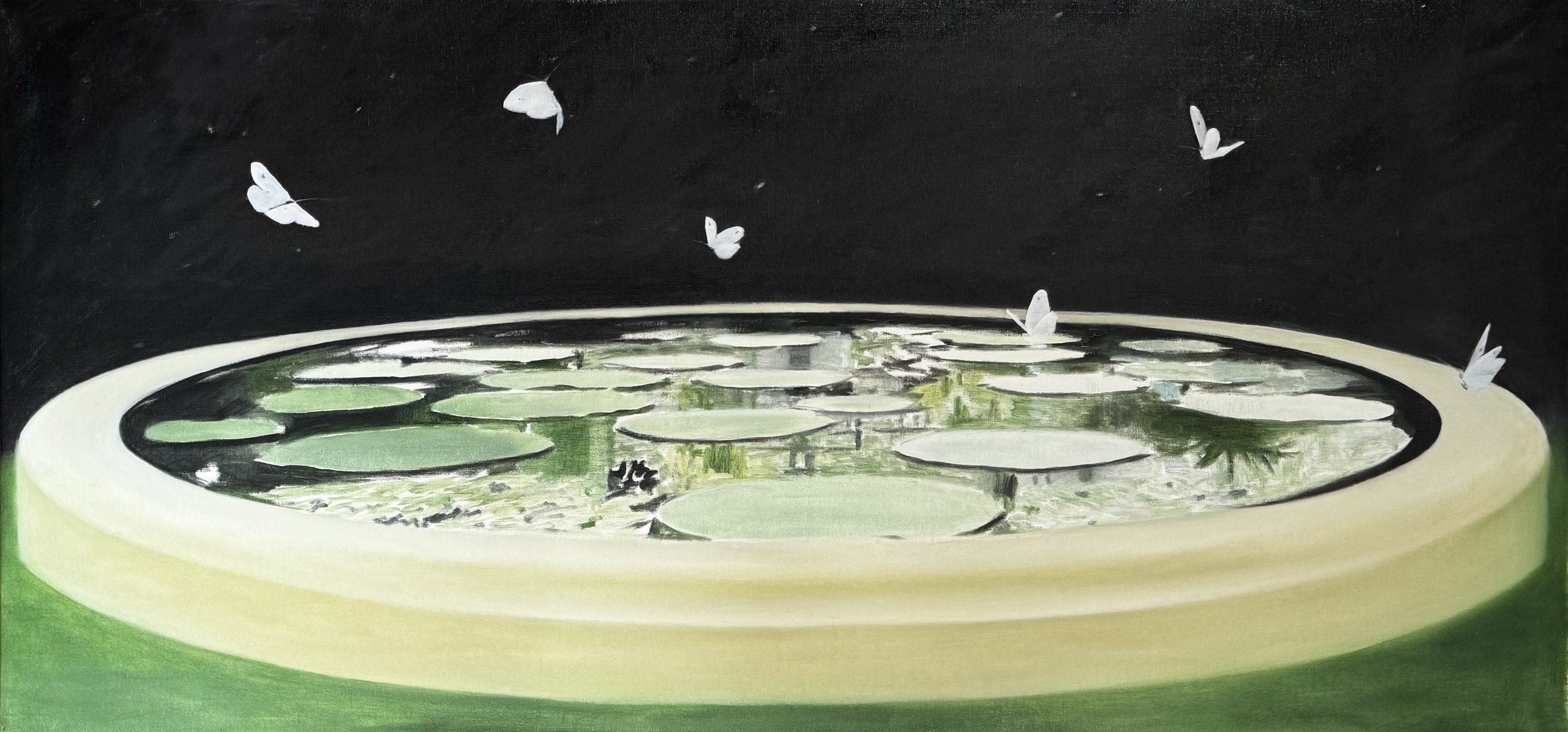 "Water lilies pond" | oil on canvas | 87 x 195 cm (2025)