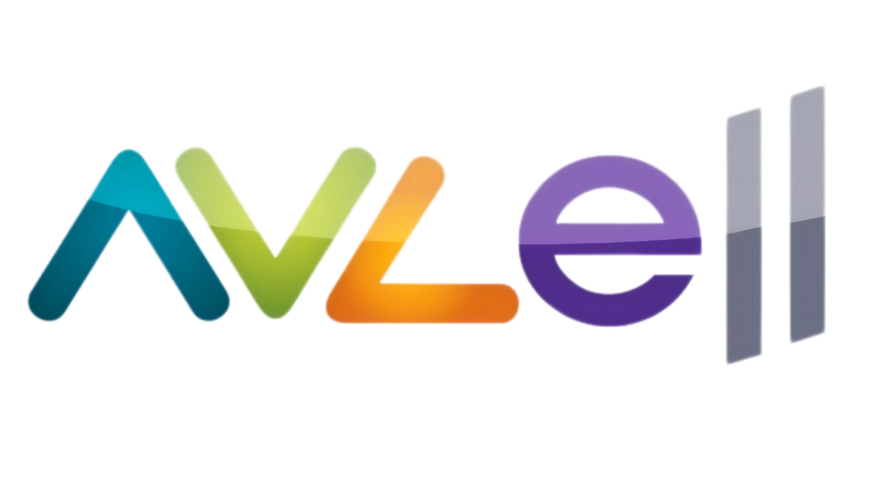 Colorful 3D text spelling 'AVZELL' with each letter in different colors and styles, with a 3D door icon at the end.