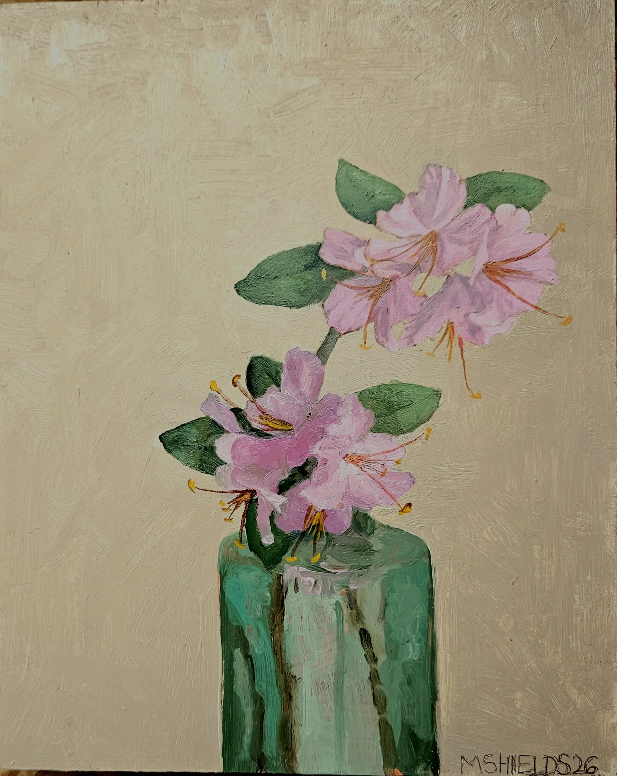 Azalea, oil on panel, 8 x 8"