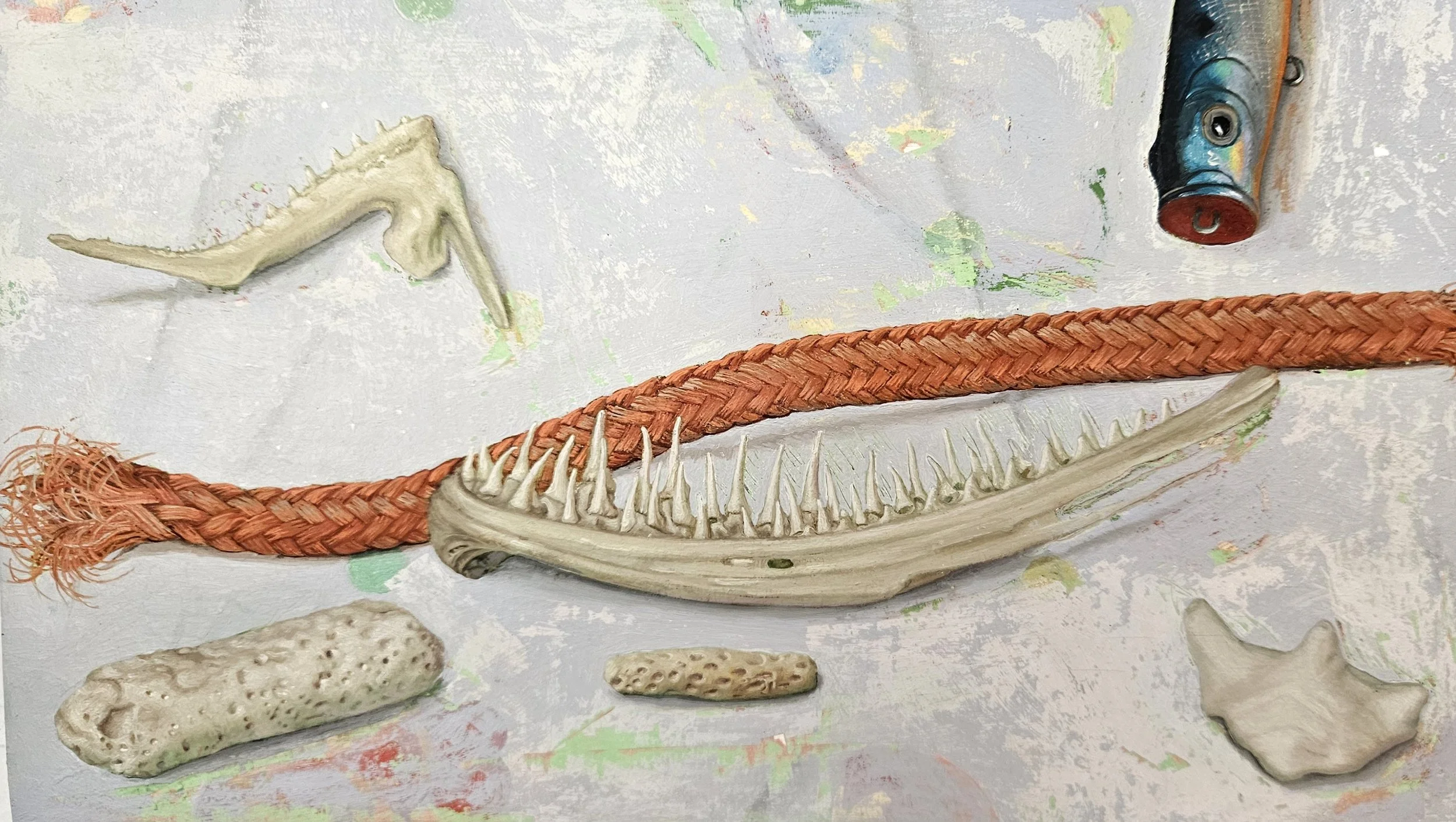 Beach finds, oil on panel, 6" x10", 2005