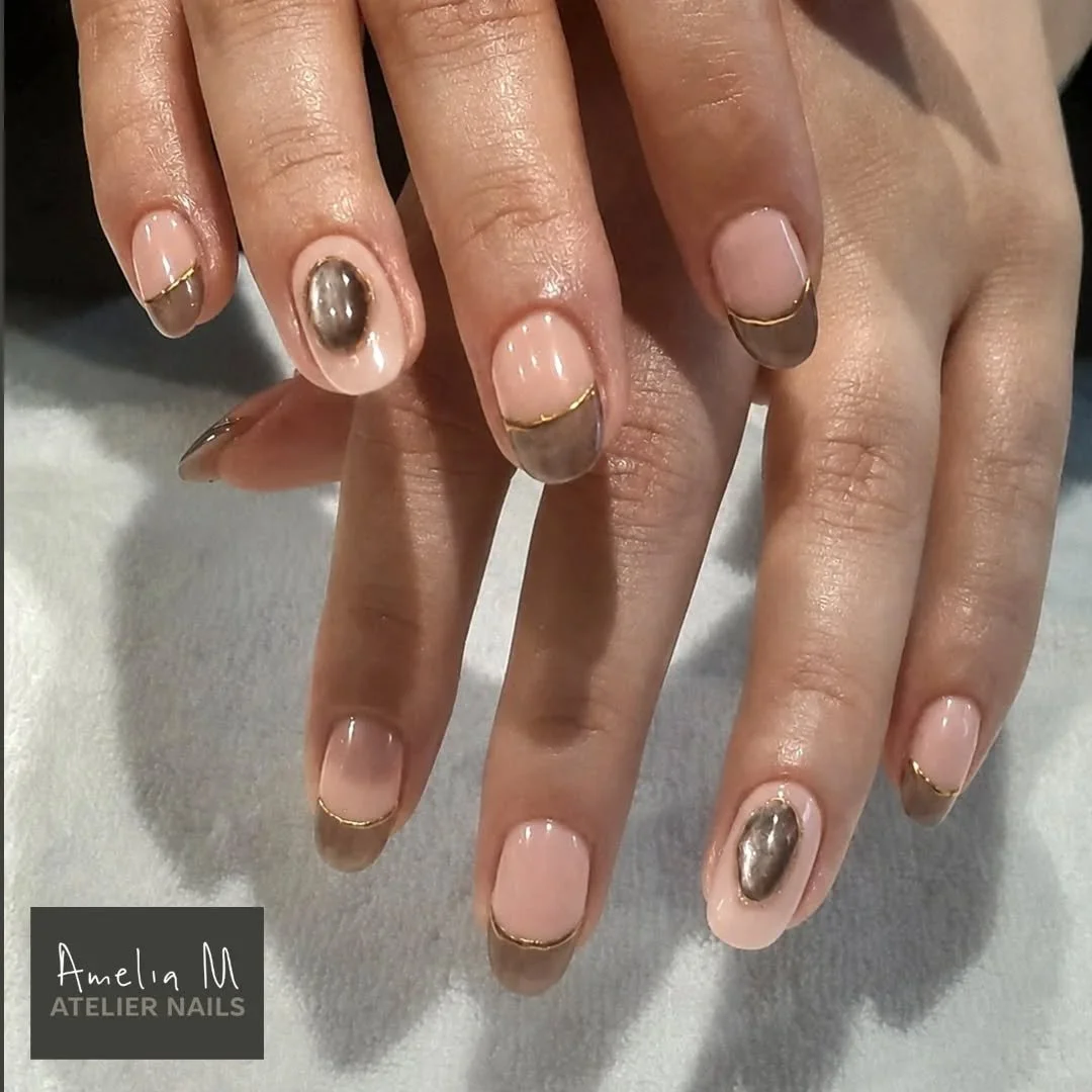 PURPLE REIGN - These nails had my client A and I fighting for our lives!!! The brief was a purple deep french and cateye jewels, shades were selected, prep went well and then the cateye magnetised very light and grey and nowt matched anymore! A few t