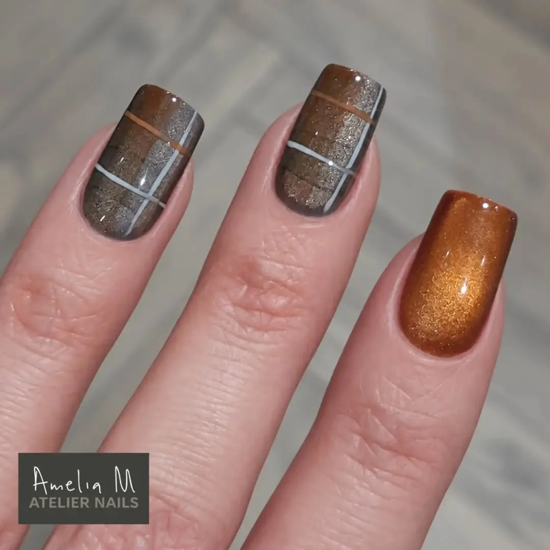 TARTAN - The tartan nails of my dreams for a break away to St Andrews (with a touch of Irn Bru orange obvs). Tricky to do on myself but I love them so much &hearts;️ 

ACCEPTING NEW CLIENTS ✨️ Availability, pricelist and booking at Ameliamateliernail