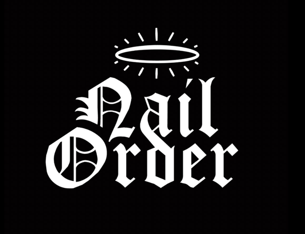 Black background with white text that says 'Nail Order' and a simple halo illustration above the text.