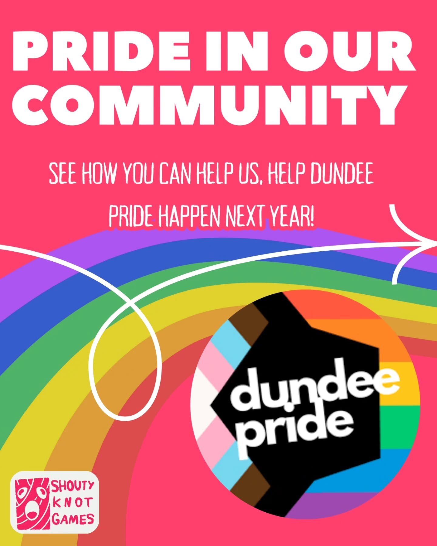 Help us, help @dundeepride happen next year! 

Pride is so incredibly important and particularly in the current political climate, it can feel frightening.

Help show support by donating to pride to get a custom artwork from one of the artists at Sho
