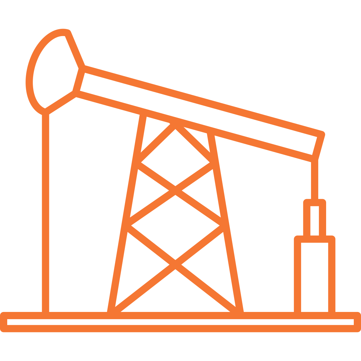 Outline of an oil derrick or drilling rig.