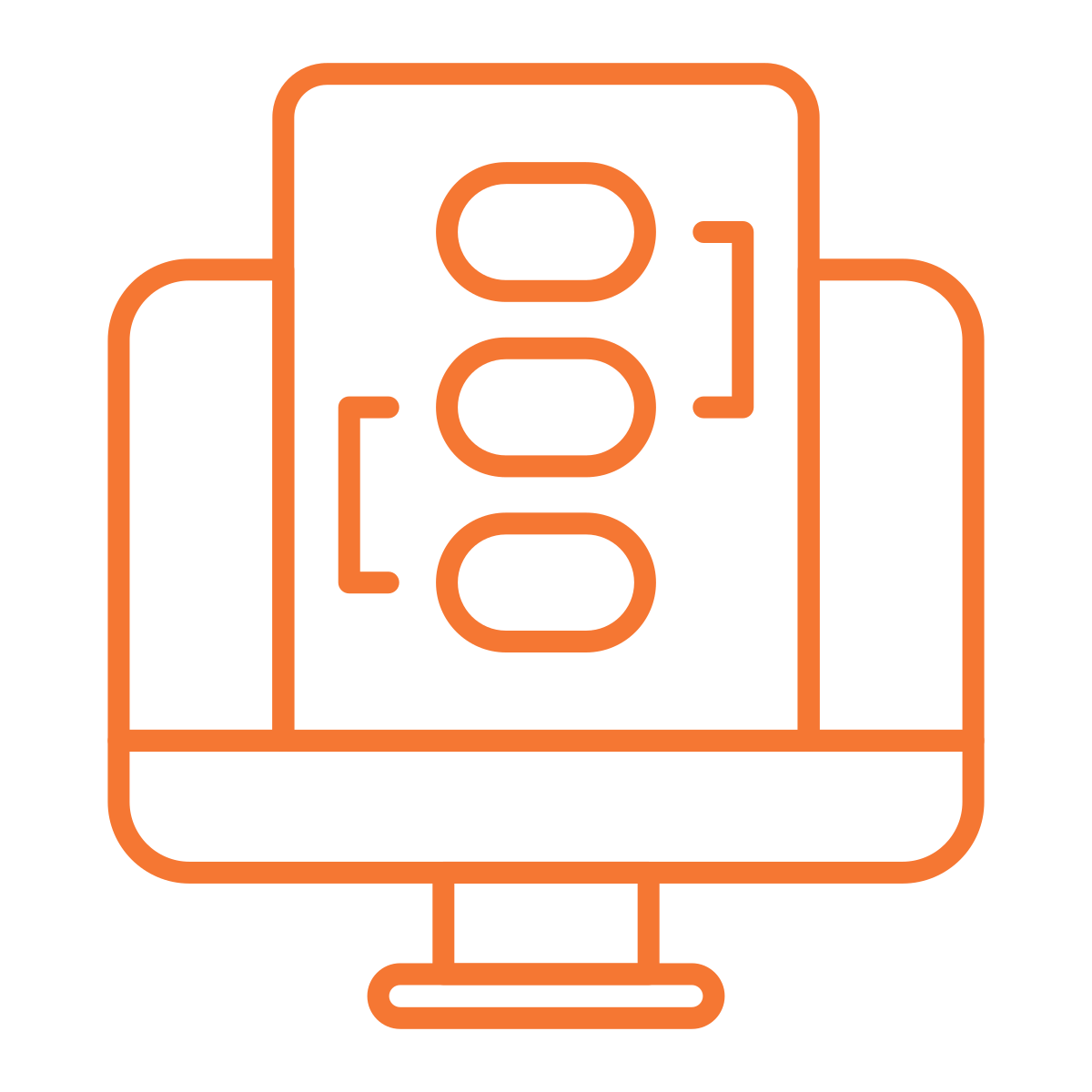 Outline of a computer monitor displaying a traffic light.