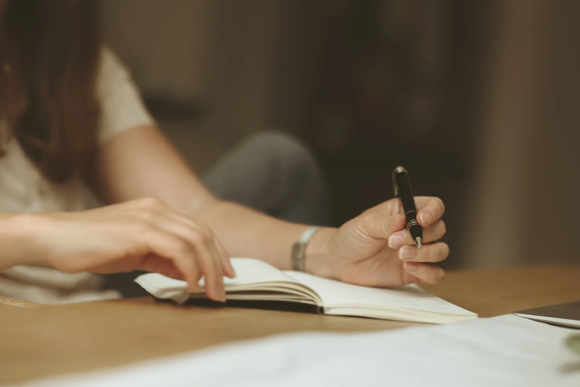 Notebook and pen used by Becky Lacey during a reflective coaching session.