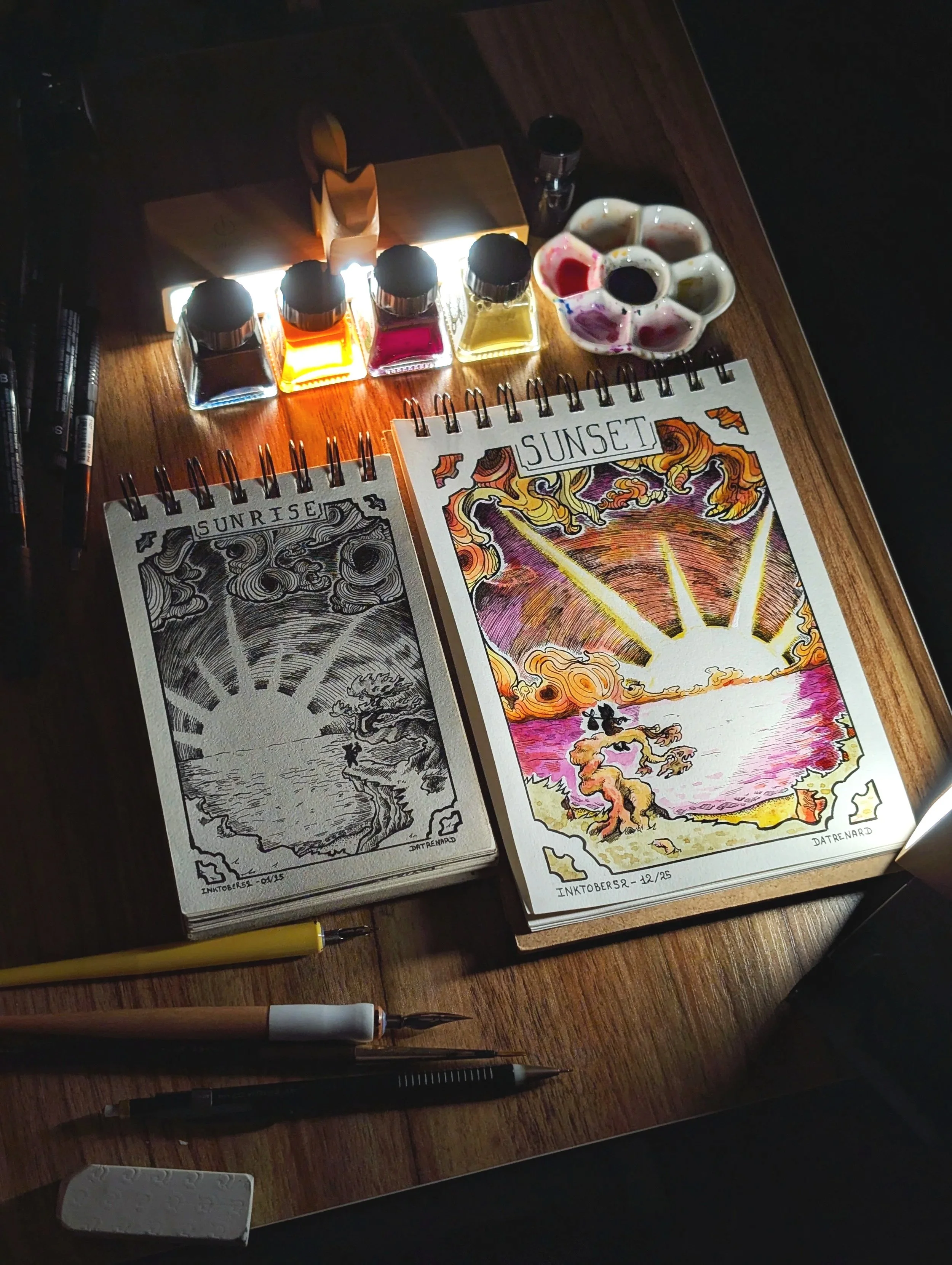 Dessin "sunrise" et "sunset" ink52 Datrenard