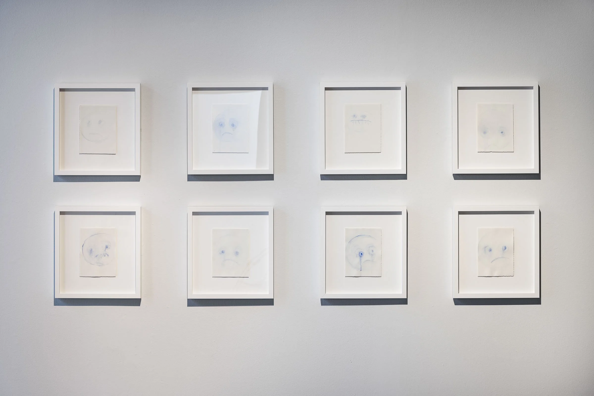  
DAPHNE WRIGHT 
 Sad Little Faces, 2019   
 Set of eight watercolours on paper  