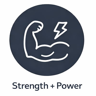 Icon of a flexed arm muscle with a lightning bolt, symbolizing strength and power.