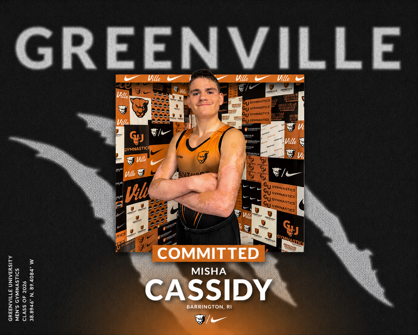 MEGA Level 10, Misha Cassidy, will be   joining the Greenville Gymnastics Team!