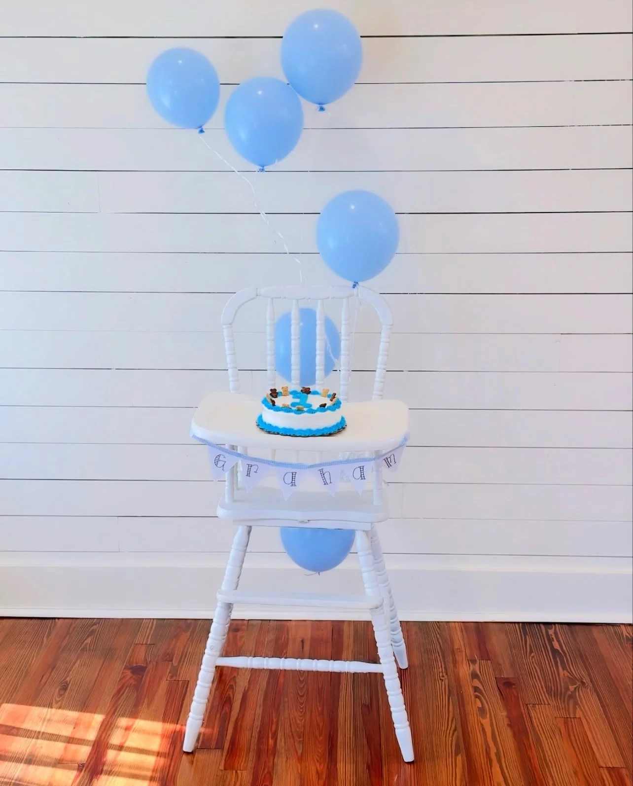 Birthday celebration setup at The Reverie in Winston-Salem, NC, decorated for a child’s first birthday.